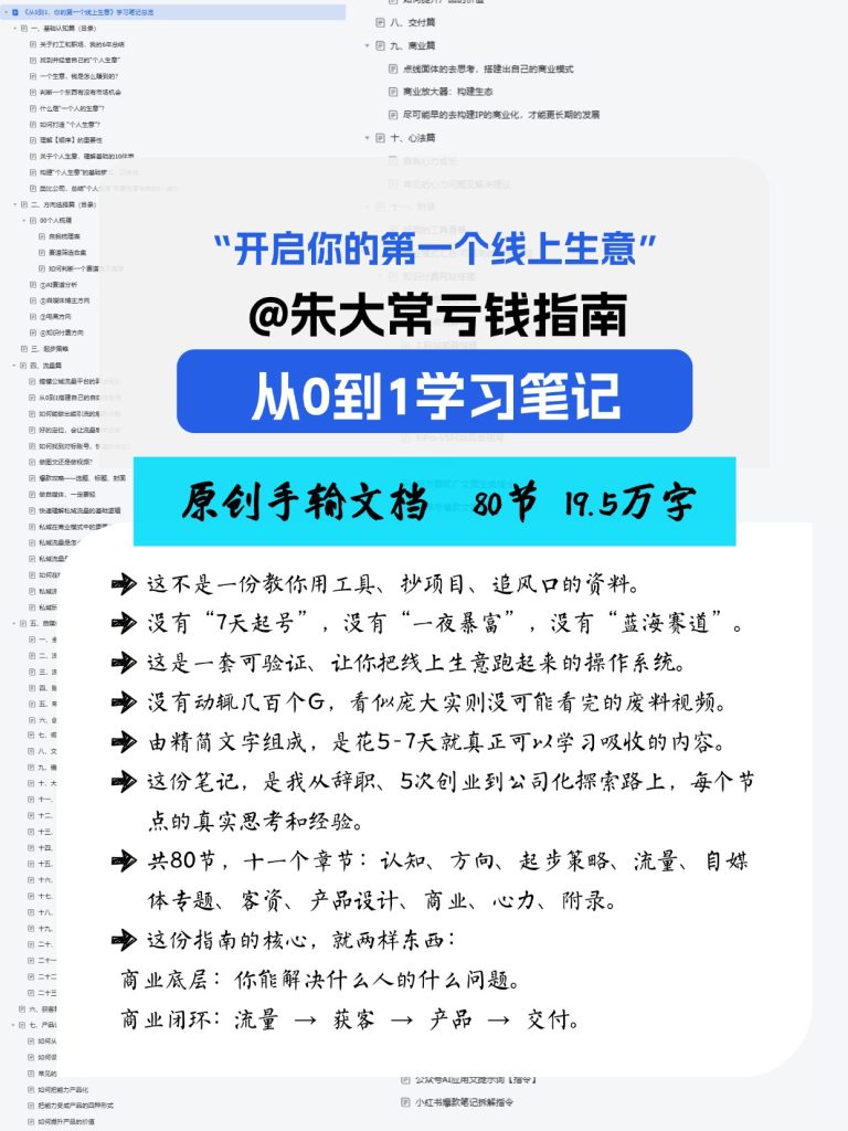 《你的第一个线上生意》从0到1版学习笔记-佳闻文创